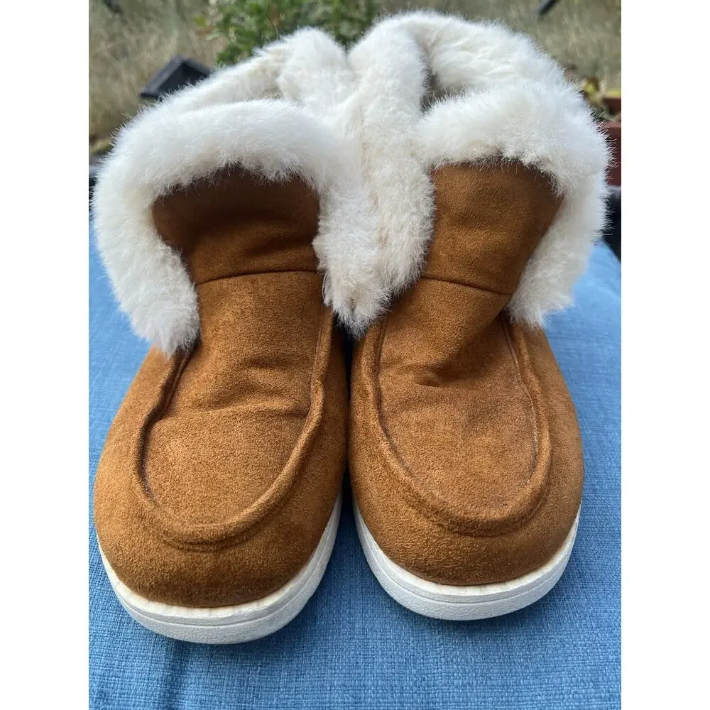 Women Moccasin Faux Fur/Suede Lined Slipper Ladies Winter Warm Boots Ankle 10